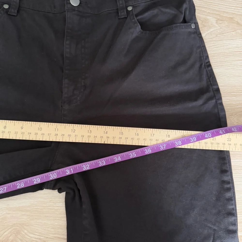 Eileen Fisher Large High Waist Slim Straight Jeans Organic Cotton Black Office